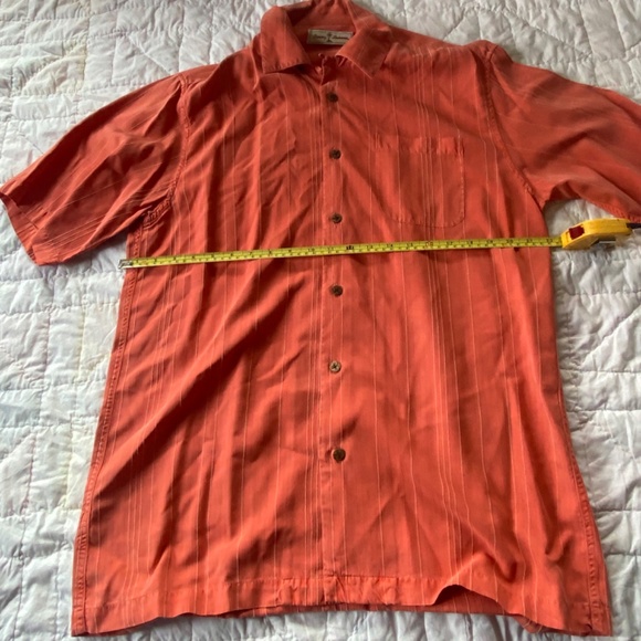 Tommy Bahama 94% Silk Short Sleeve Shirt Orange, Size Medium - Picture 2 of 6